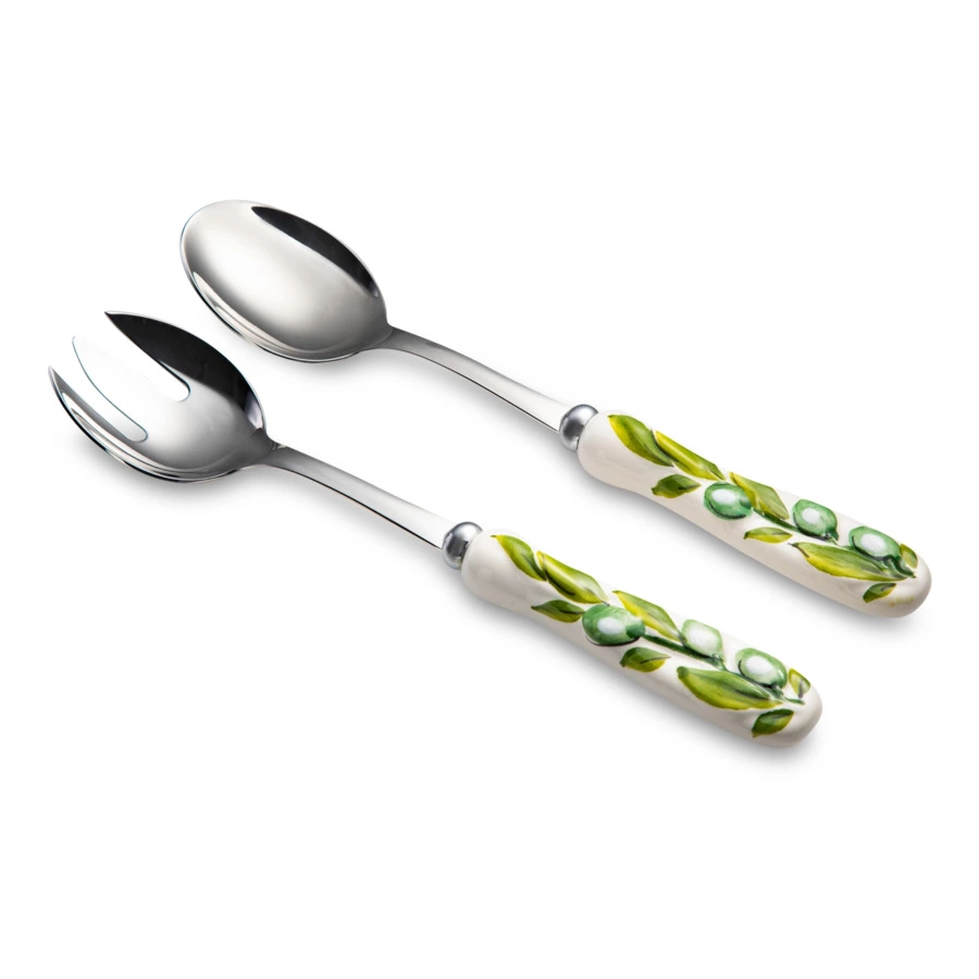Набор приборов для салата Edelweiss Оливки 25 см, 2 шт, керамика, сталь нержавеющая