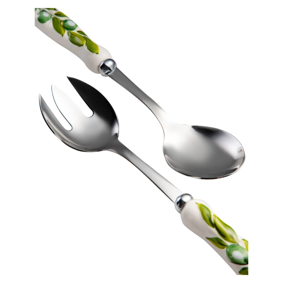 Набор приборов для салата Edelweiss Оливки 25 см, 2 шт, керамика, сталь нержавеющая