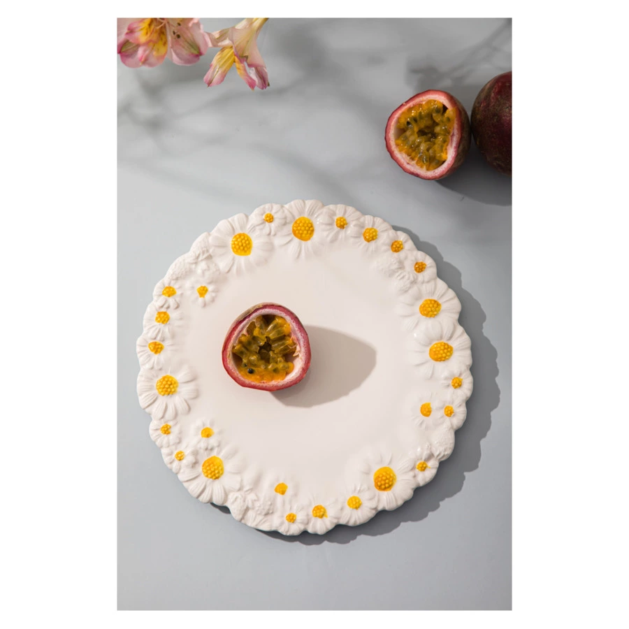 Тарелка закусочная Edelweiss Маргаритка 22 см, керамика, белая