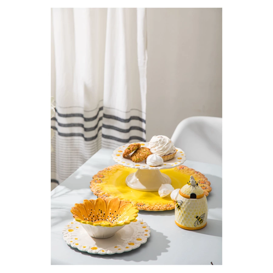 Тарелка закусочная Edelweiss Маргаритка 22 см, керамика, белая