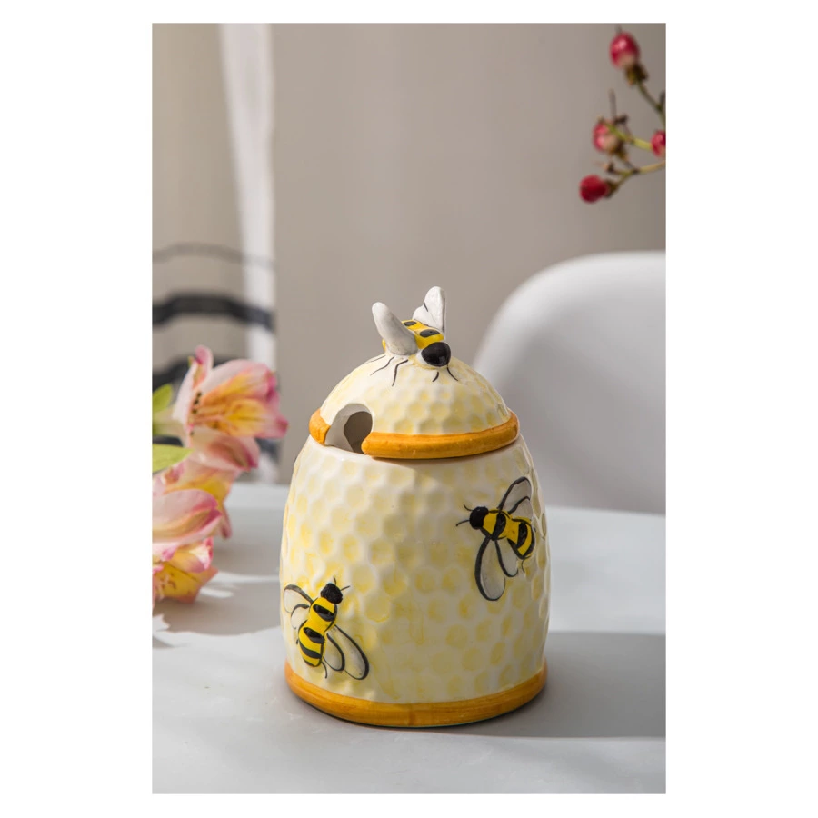 Банка для меда Edelweiss Маргаритка, керамика, желтая