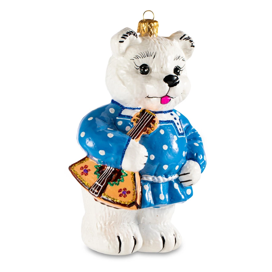 Игрушка елочная Morozko Мишка с балалайкой в ассортименте 11х9х16,5 см, стекло, п/к