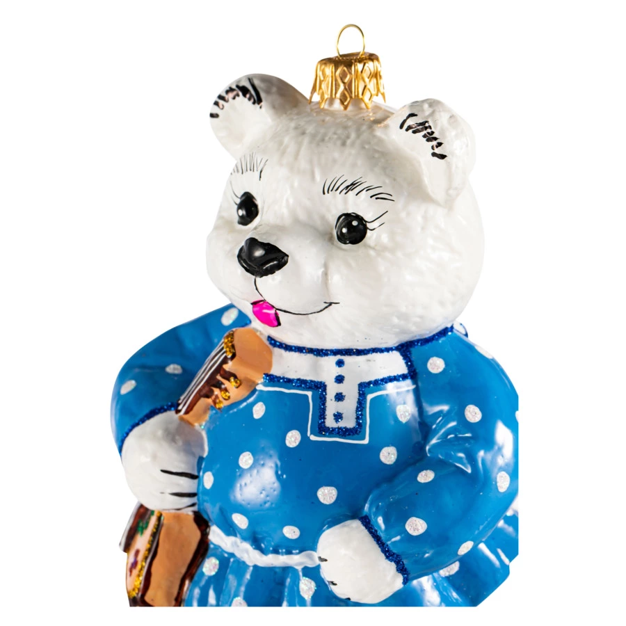 Игрушка елочная Morozko Мишка с балалайкой в ассортименте 11х9х16,5 см, стекло, п/к