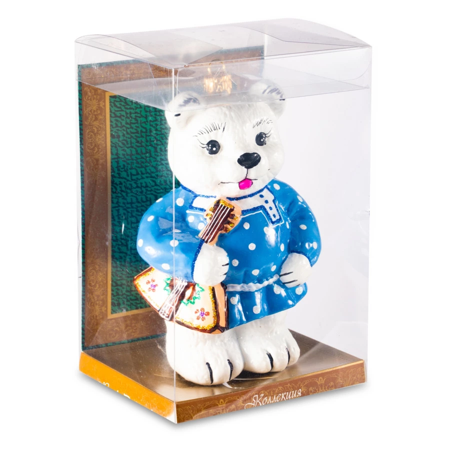 Игрушка елочная Morozko Мишка с балалайкой в ассортименте 11х9х16,5 см, стекло, п/к