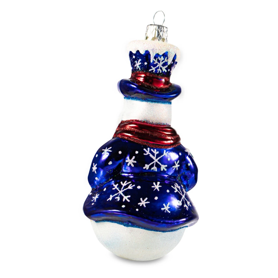 Игрушка елочная Morozko Снеговик в циллиндре с подарками 11х9х16,5 см, стекло, п/к