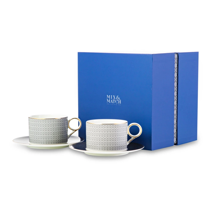 Набор чашек чайных с блюдцем Mix&Match Home Вола 200 мл, 2 шт, фарфор, п/к