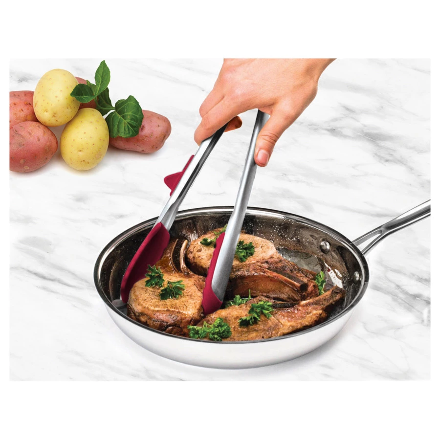 Щипцы для сковородок с опорой Tovolo 34 см, силикон, красный