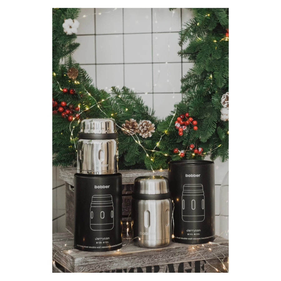 Термос для еды со встроенной ложкой Bobber Jerrycan-700 Matte 700 мл, сталь, серебряный - Sale