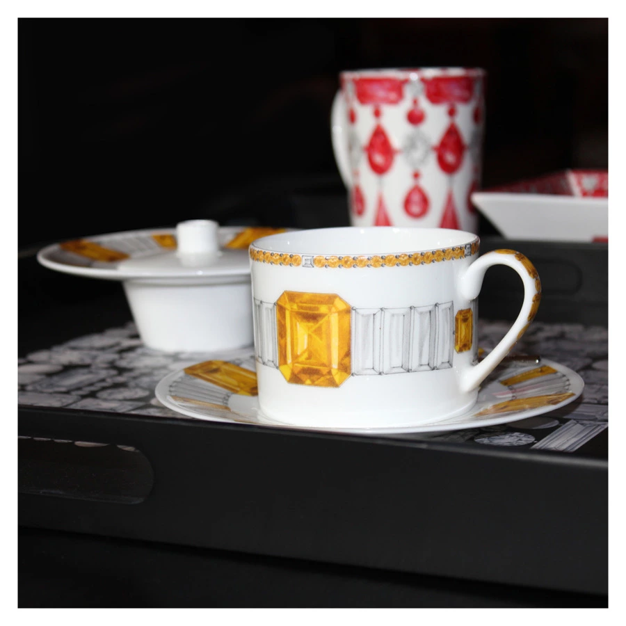Чашка чайная с блюдцем Taitu Вечные ценности Топаз 230 мл, фарфор костяной