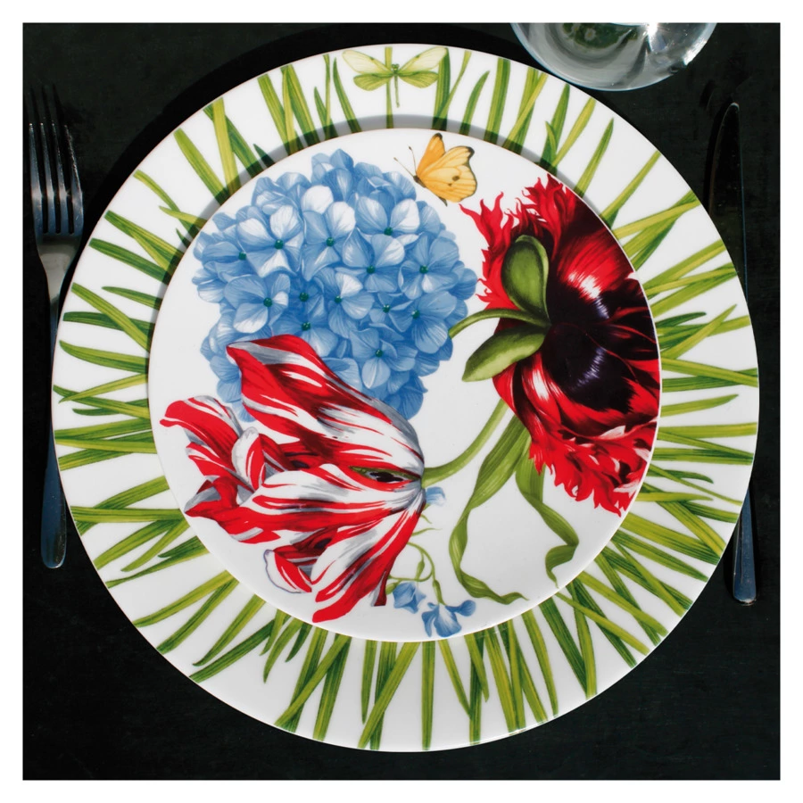 Блюдо сервировочное Taitu Травы 31 см, фарфор костяной