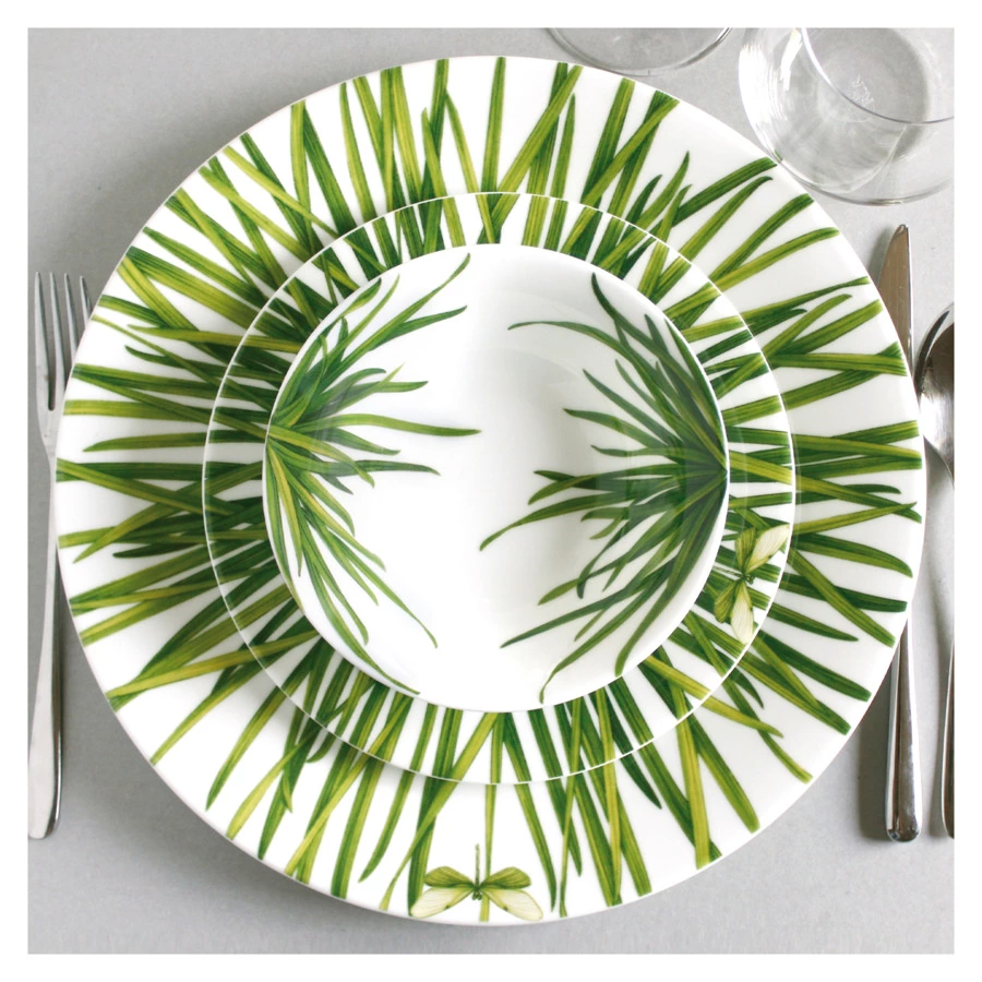 Блюдо сервировочное Taitu Травы 31 см, фарфор костяной