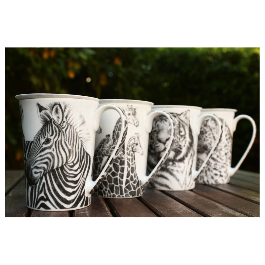 Кружка с крышкой Taitu Дикий нрав Тигр 450 мл, фарфор костяной