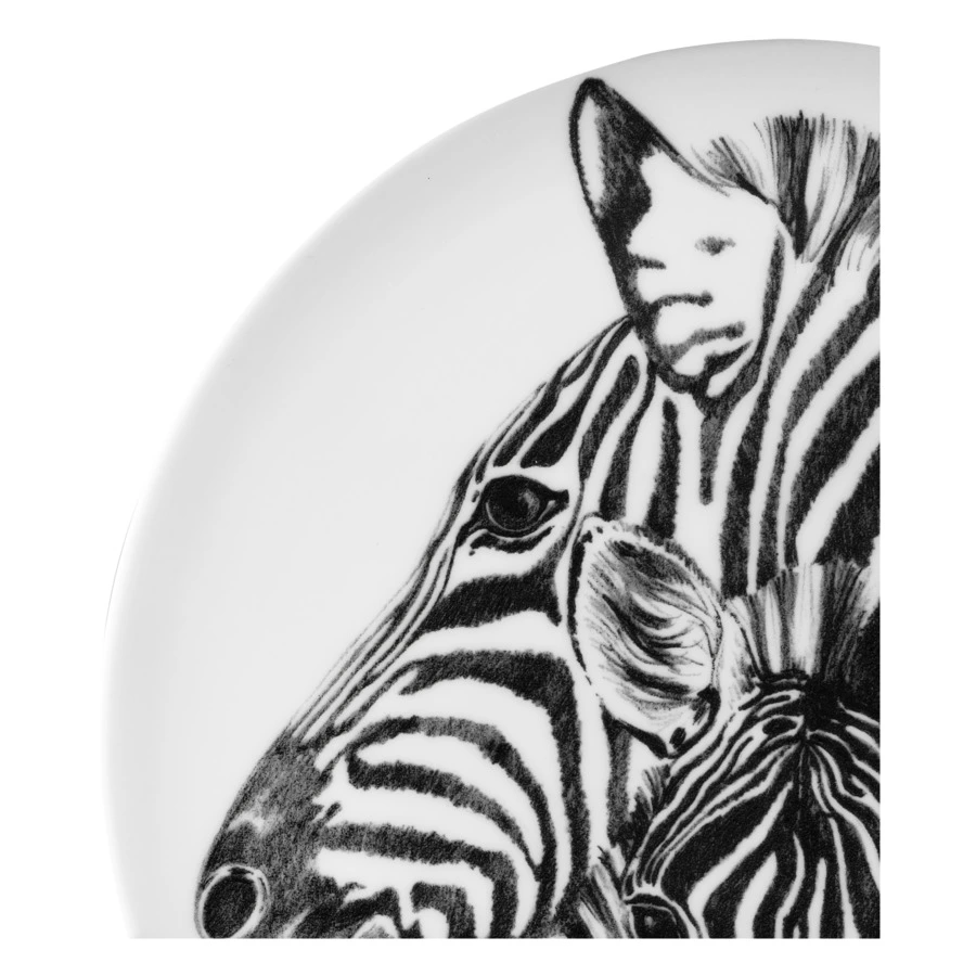 Тарелка десертная Taitu Дикий нрав Зебра 22 см, фарфор костяной