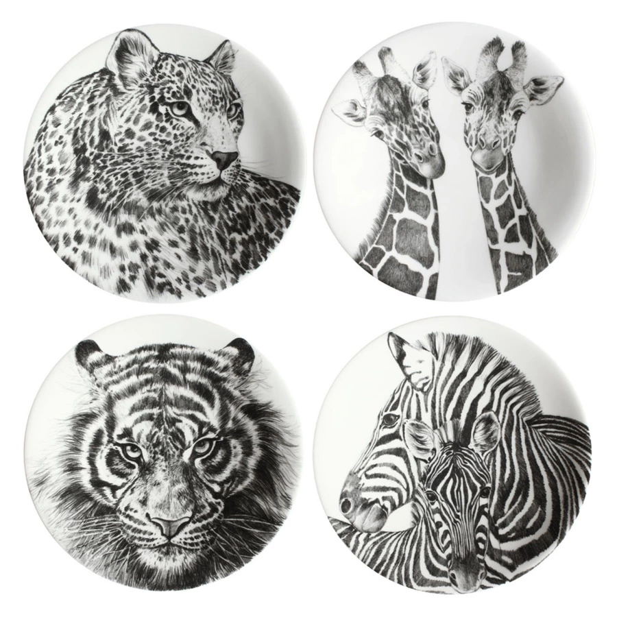 Тарелка десертная Taitu Дикий нрав Зебра 22 см, фарфор костяной
