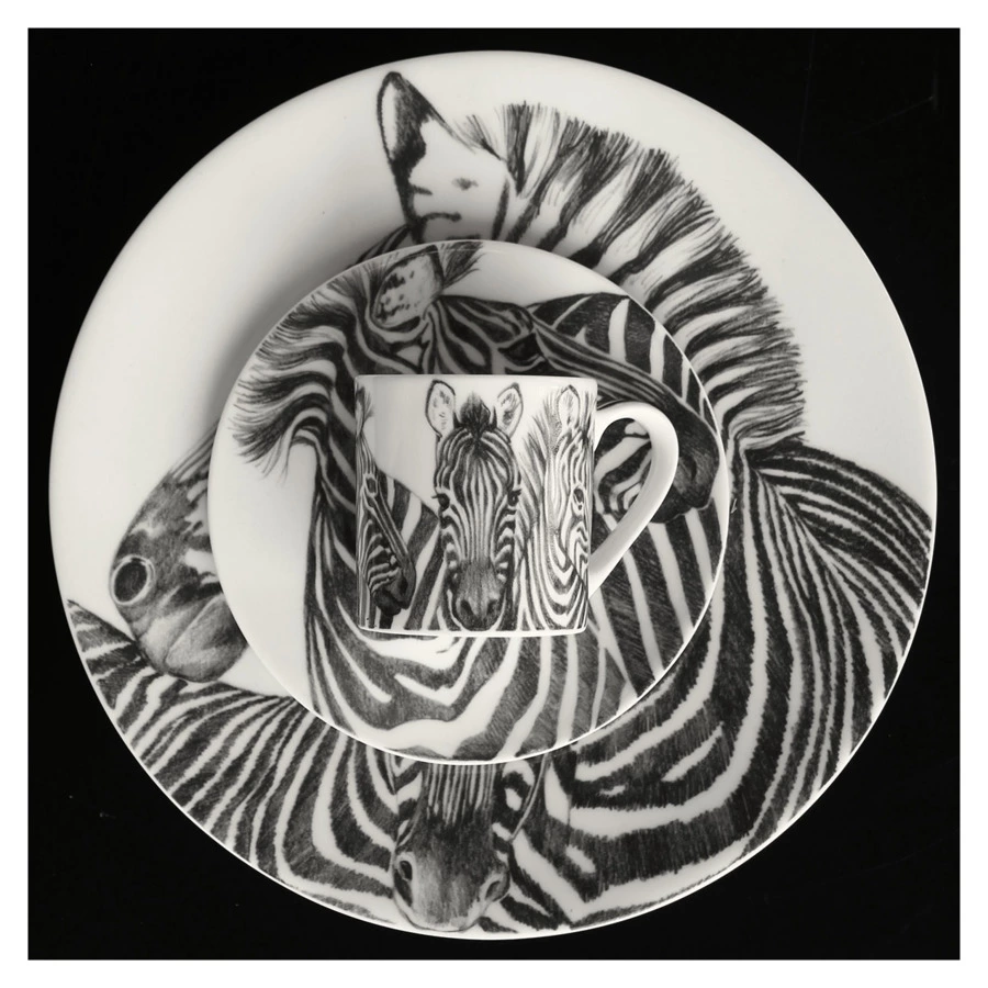 Тарелка десертная Taitu Дикий нрав Зебра 22 см, фарфор костяной