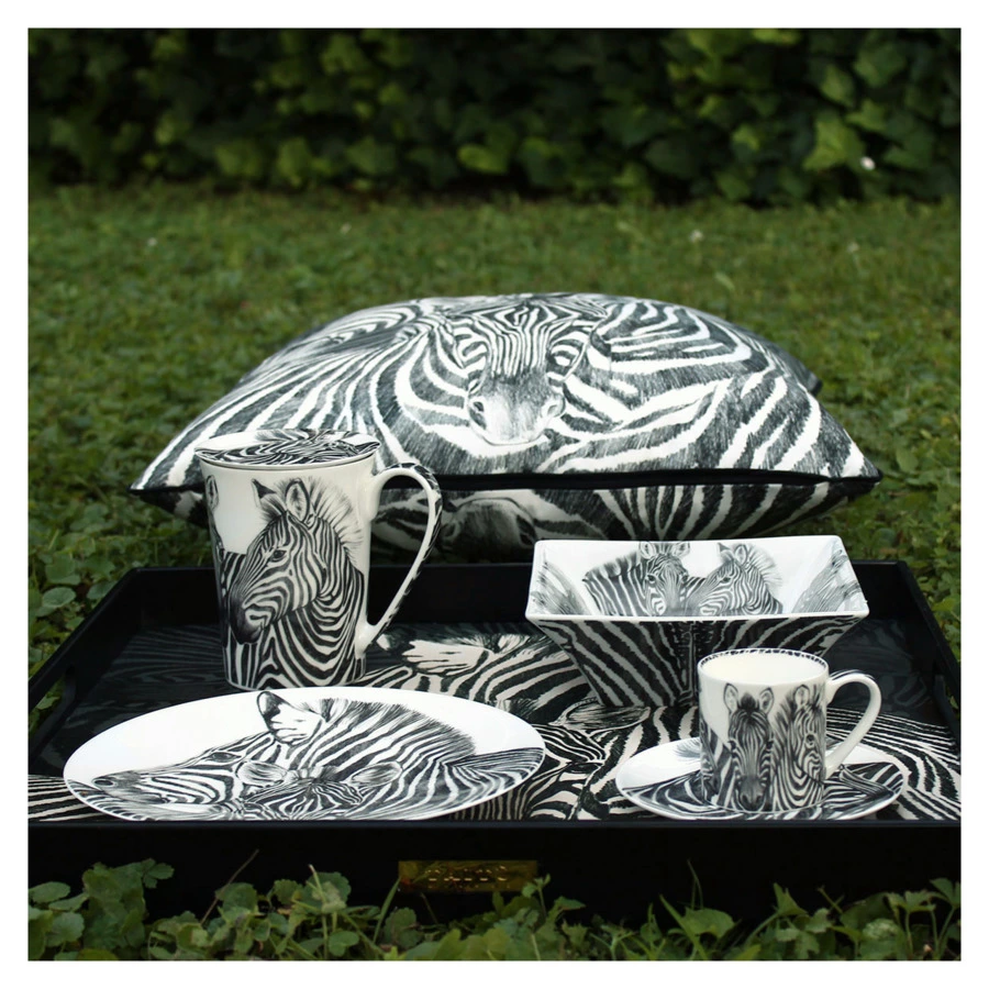 Тарелка десертная Taitu Дикий нрав Зебра 22 см, фарфор костяной