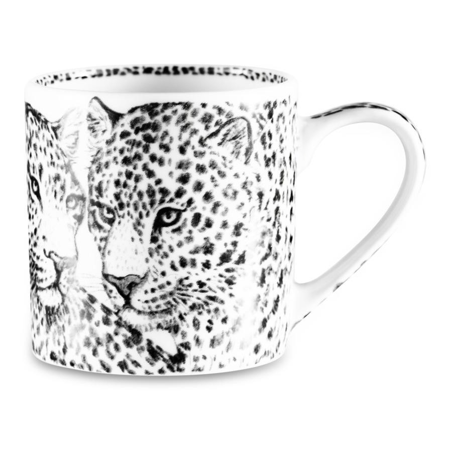 Чашка кофейная с блюдцем Taitu Дикий нрав Леопард 100 мл, фарфор костяной
