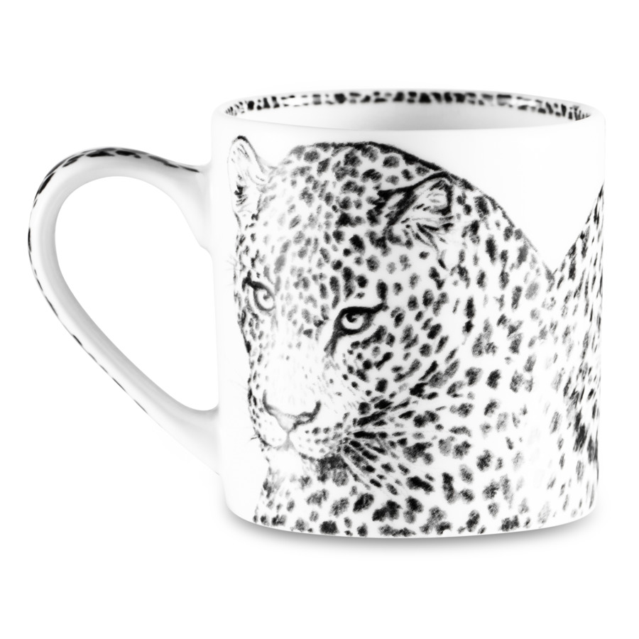 Чашка кофейная с блюдцем Taitu Дикий нрав Леопард 100 мл, фарфор костяной