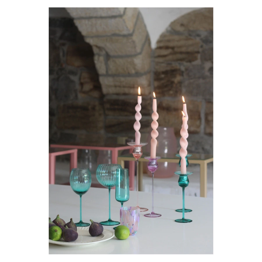 Подсвечник Anna Von Lipa 25 см, стекло хрустальное, бирюзовый