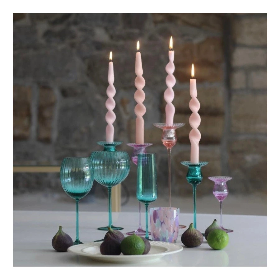 Подсвечник Anna Von Lipa 25 см, стекло хрустальное, бирюзовый