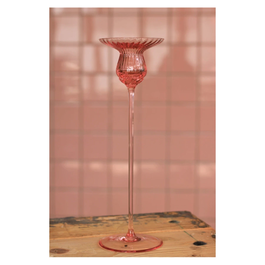 Подсвечник Anna Von Lipa 30 см, стекло хрустальное, розовый