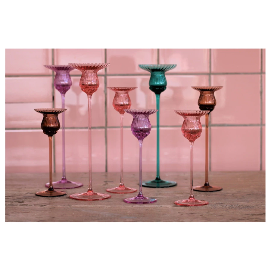 Подсвечник Anna Von Lipa 30 см, стекло хрустальное, розовый