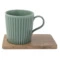 Набор кружек на подставке Easy Life Время отдыха 380 мл, 2 шт, фарфор твердый, дерево, зеленая, свет