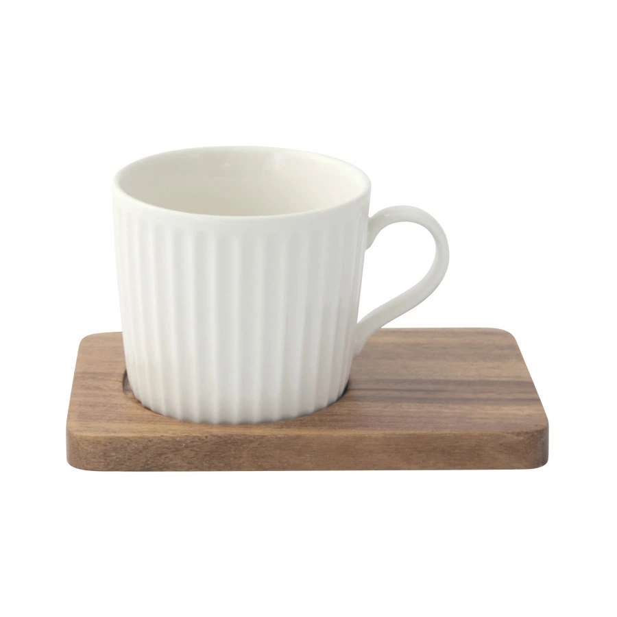 Набор чашек кофейных Easy Life Время отдыха 110 мл, 4 шт, фарфор твердый, дерево, белая, светло-сера