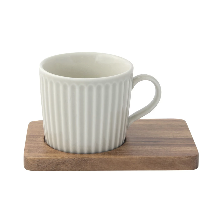 Набор чашек кофейных Easy Life Время отдыха 110 мл, 4 шт, фарфор твердый, дерево, белая, светло-сера