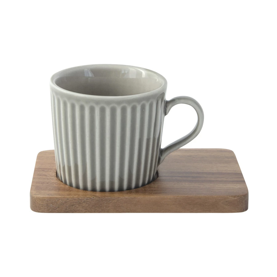 Набор чашек кофейных Easy Life Время отдыха 110 мл, 4 шт, фарфор твердый, дерево, белая, светло-сера