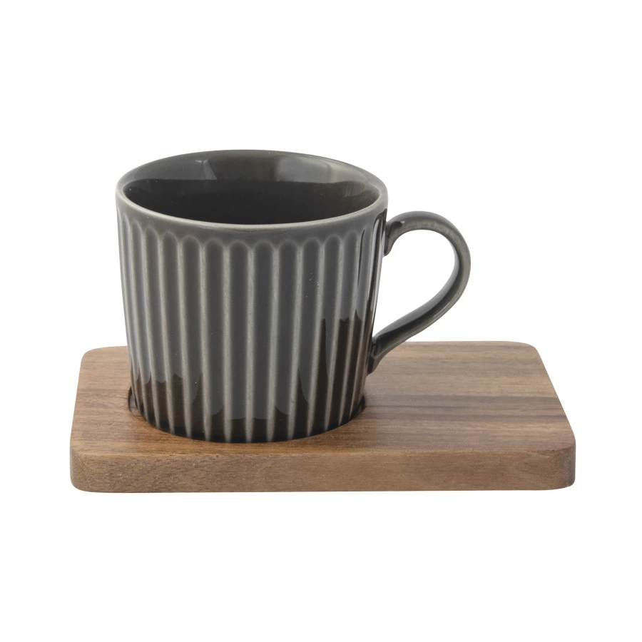 Набор чашек кофейных Easy Life Время отдыха 110 мл, 4 шт, фарфор твердый, дерево, белая, светло-сера