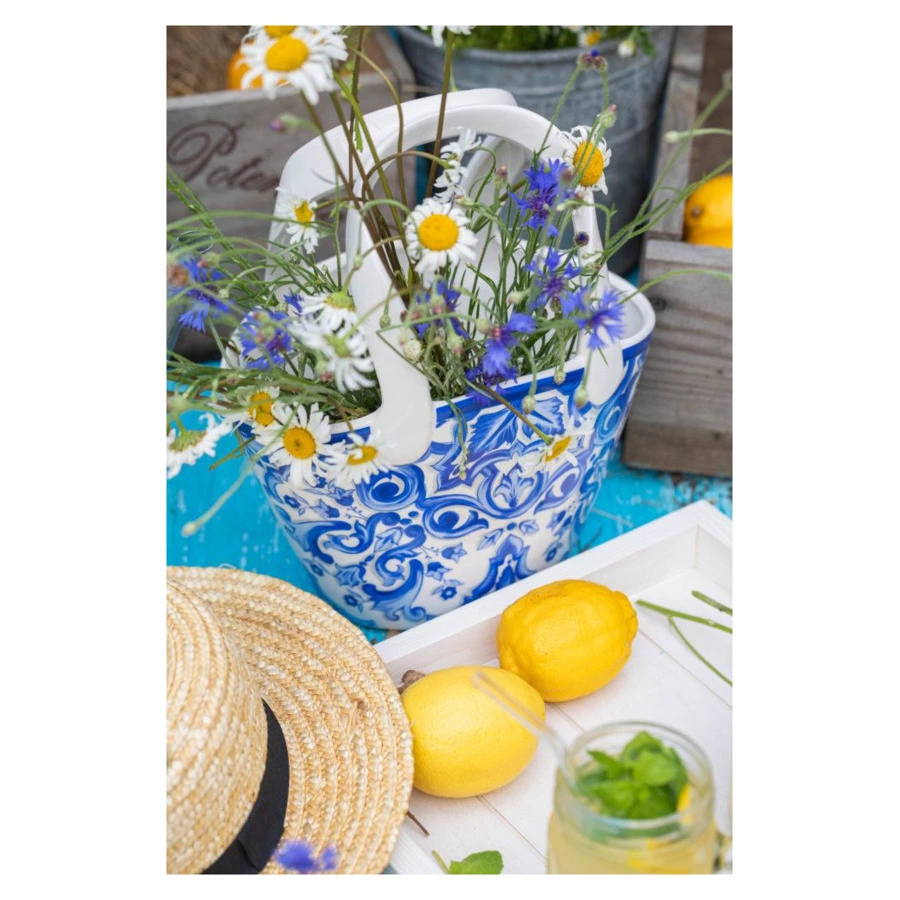 Ваза для цветов My Ceramic Story Гжелини 28 см, керамика, ручная работа