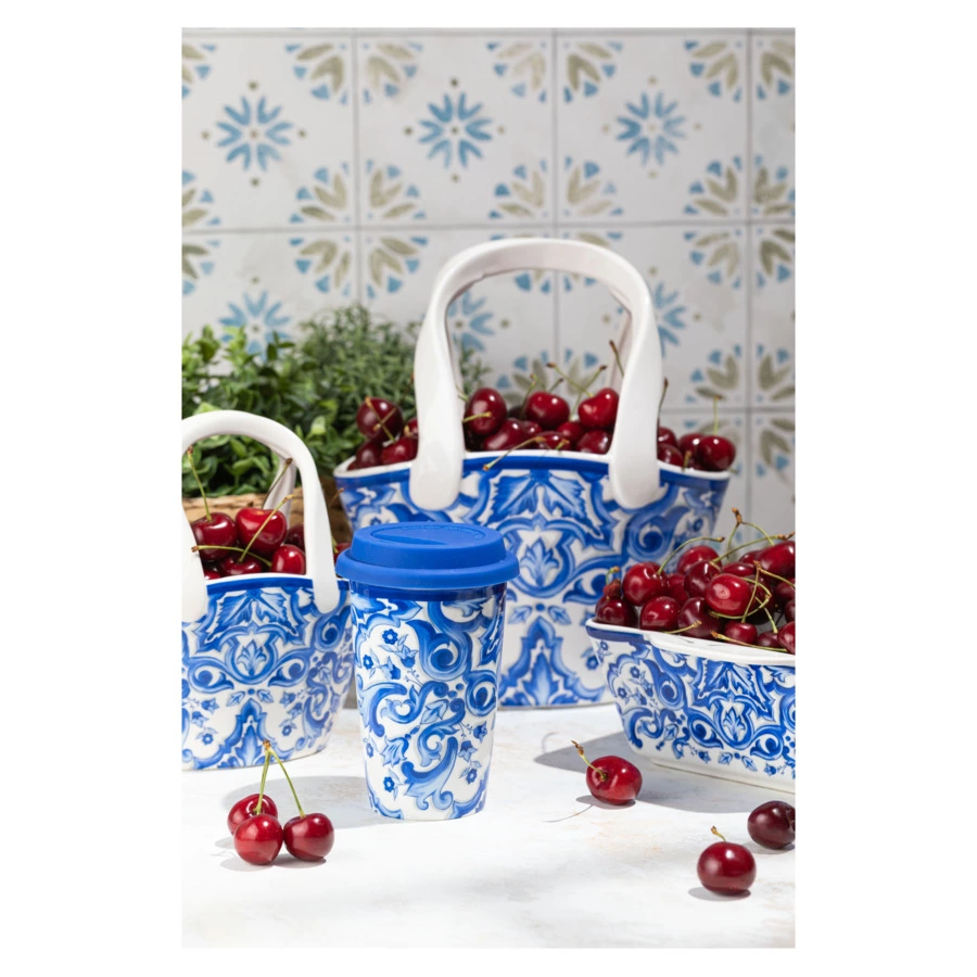 Ваза для цветов My Ceramic Story Гжелини 28 см, керамика, ручная работа