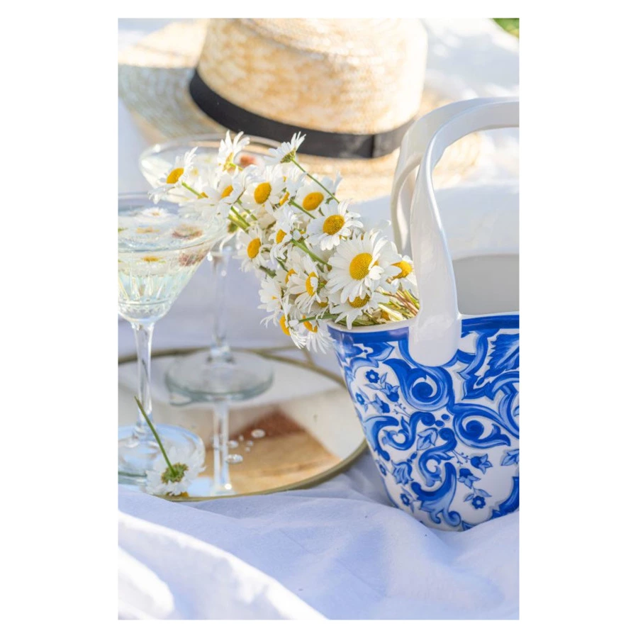 Ваза для цветов My Ceramic Story Гжелини 28 см, керамика, ручная работа