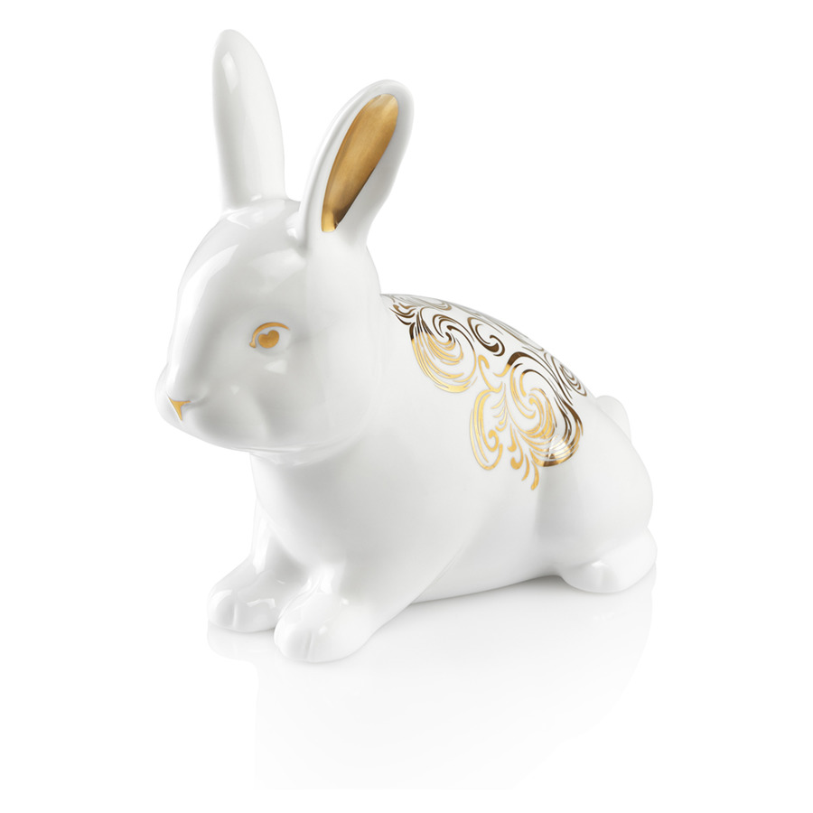 Статуэтка My Ceramic Story Кролик золотая зима 17 см, фарфор твердый