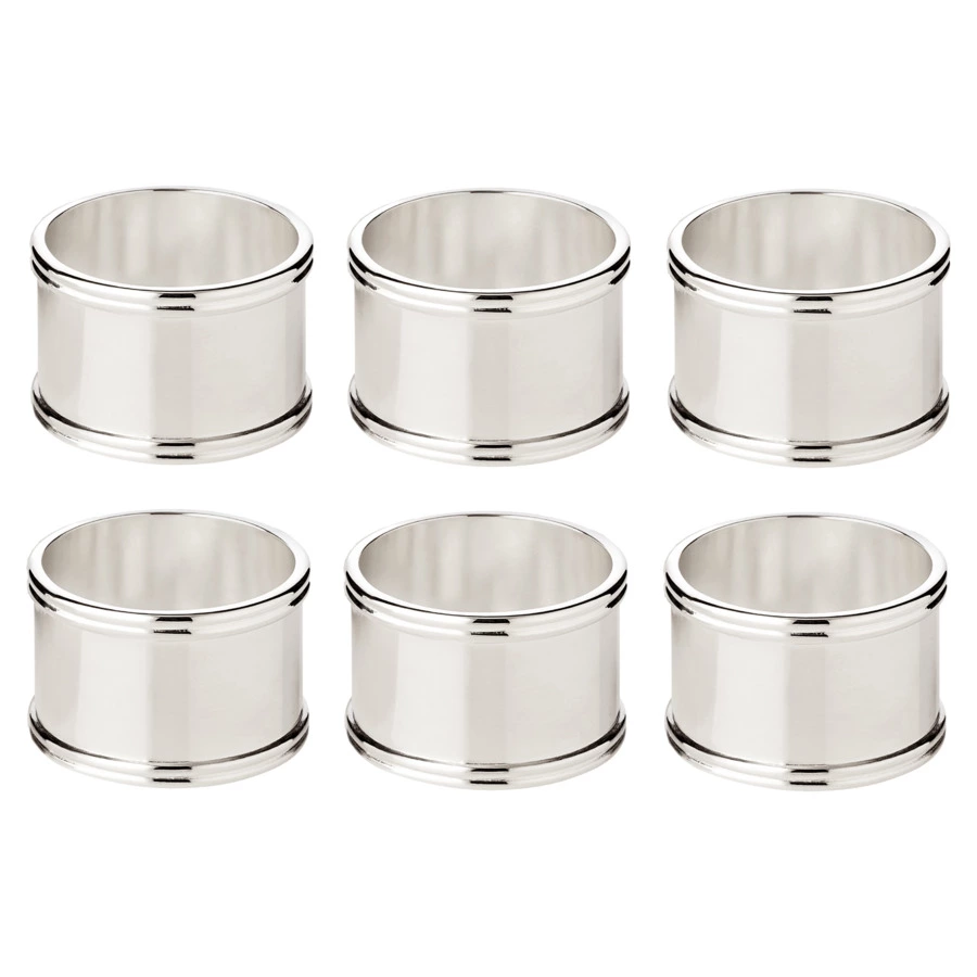 Набор колец для салфеток Edzard Мадрид d4хh2 см, круглые, 6 шт, посеребрение