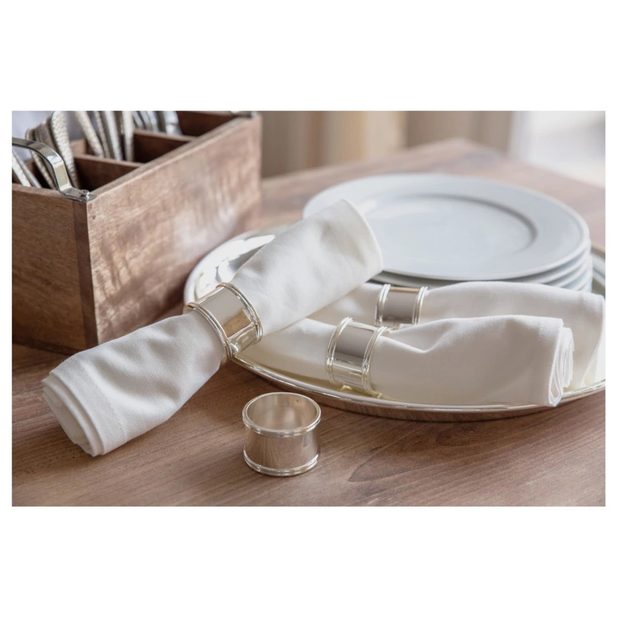 Набор колец для салфеток Edzard Мадрид d4хh2 см, круглые, 6 шт, посеребрение