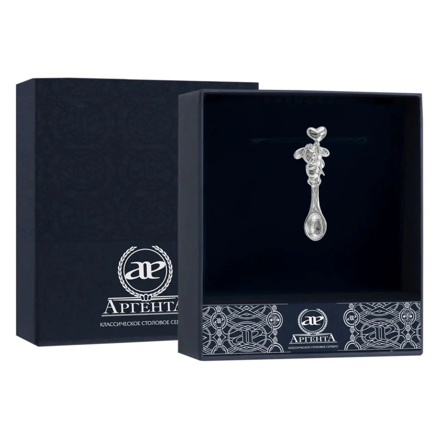 Ложка сувенирная АргентА От Души Зайчик 4,94 г, серебро 925