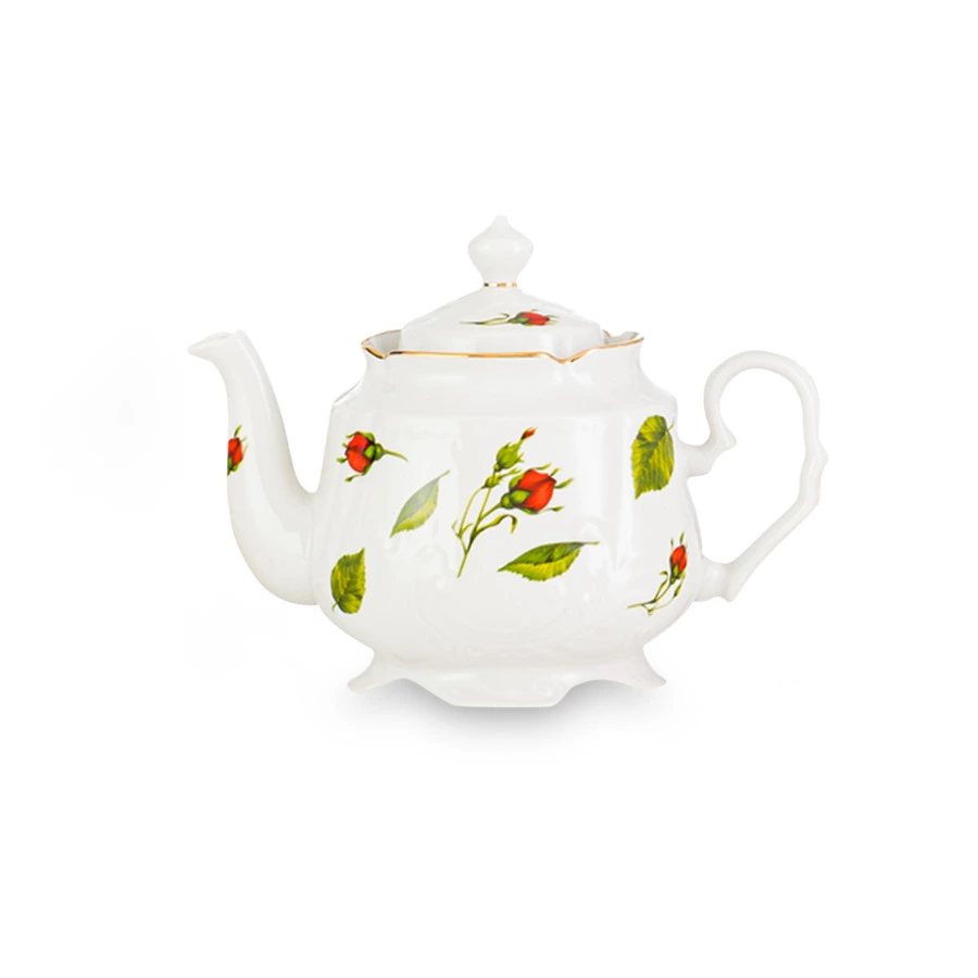 Сервиз чайный Промыслы Вербилок Кузнецовский Бутоны раскидные на 6 персон 15 предметов, фарфор