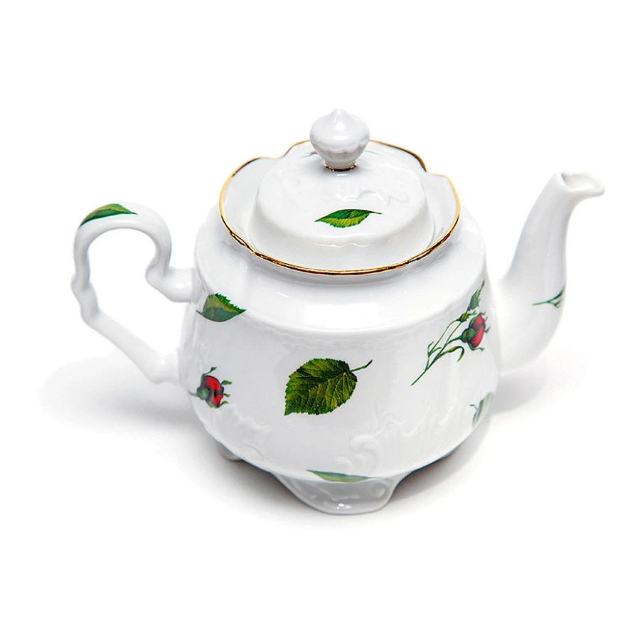 Сервиз чайный Промыслы Вербилок Кузнецовский Бутоны раскидные на 6 персон 15 предметов, фарфор