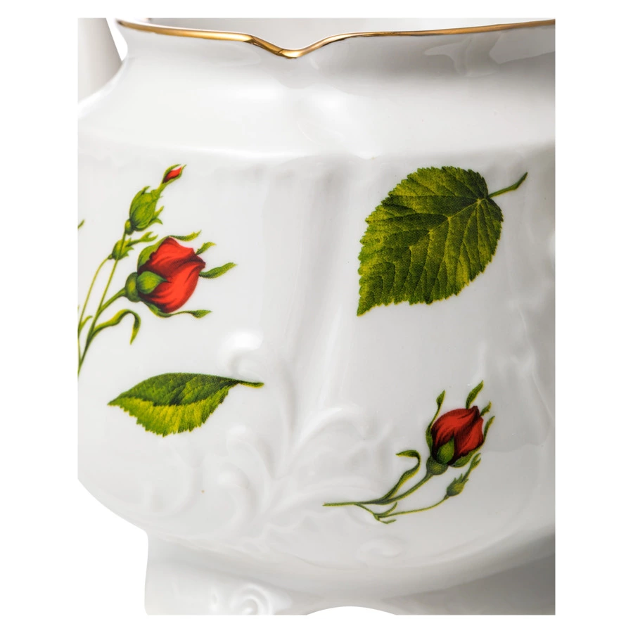 Сервиз чайный Промыслы Вербилок Кузнецовский Бутоны раскидные на 6 персон 15 предметов, фарфор