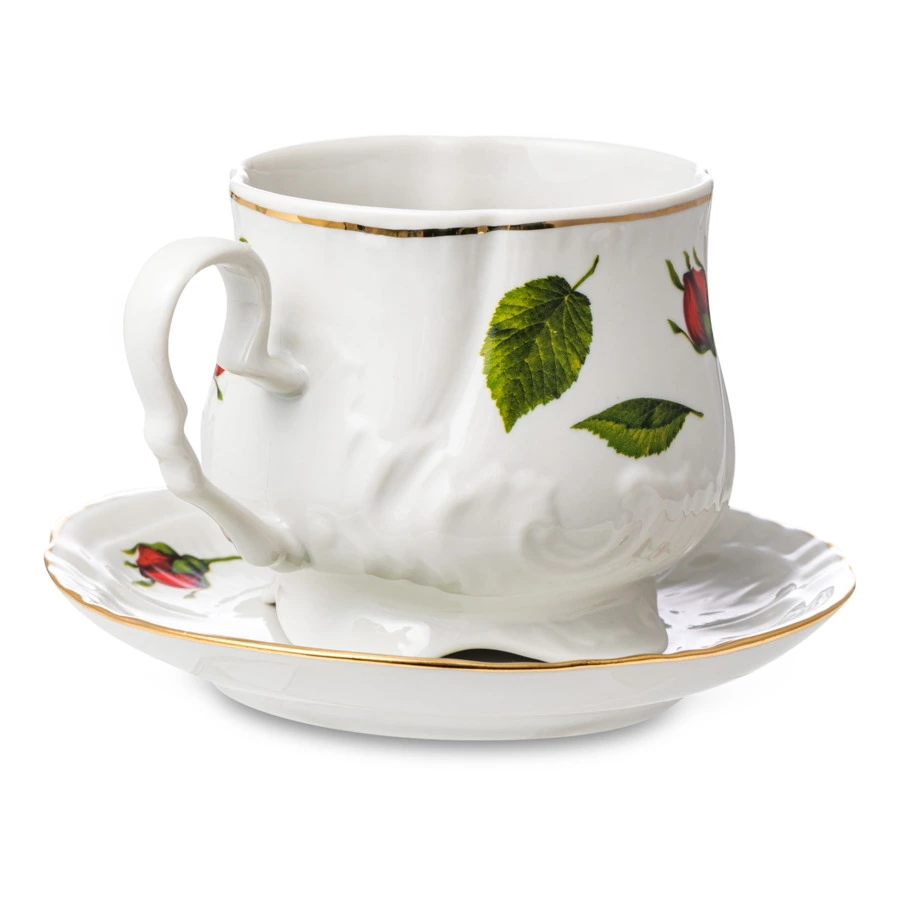 Чашка чайная с блюдцем Промыслы Вербилок Кузнецовский Бутоны раскидные 350 мл, фарфор