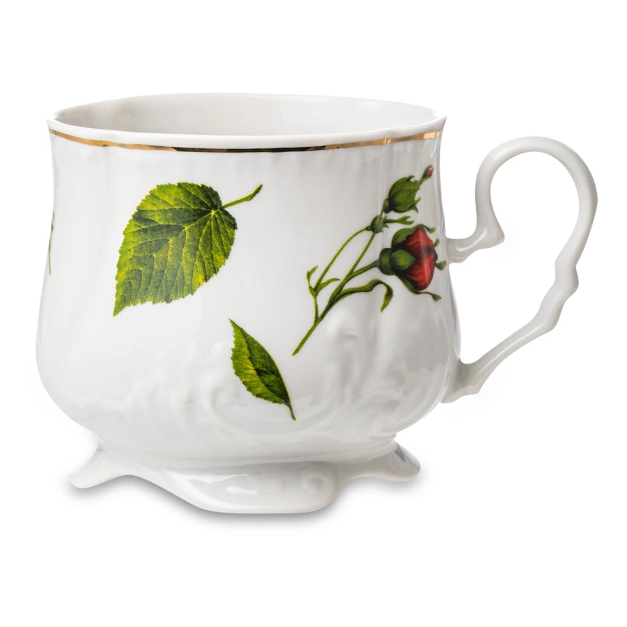 Чашка чайная с блюдцем Промыслы Вербилок Кузнецовский Бутоны раскидные 350 мл, фарфор