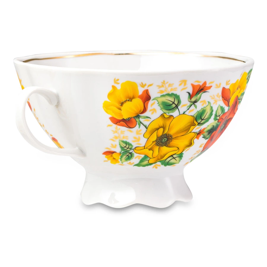 Чашка чайная с блюдцем Промыслы Вербилок Восточная принцесса Оранжевое лето 270 мл, фарфор