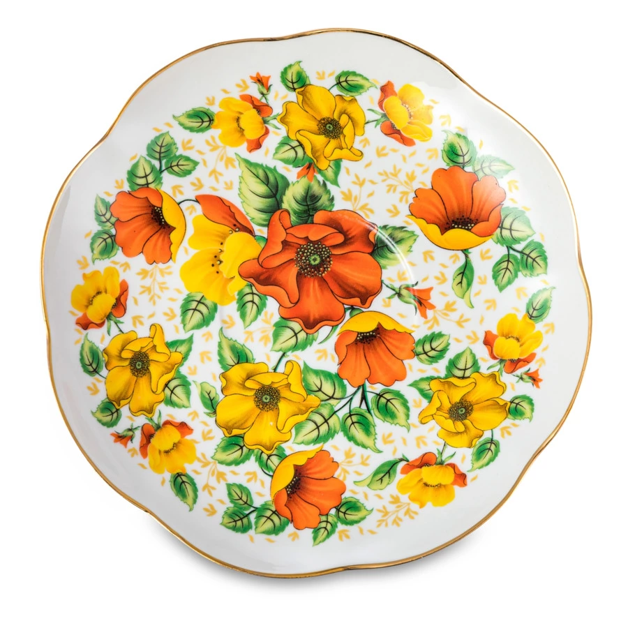 Чашка чайная с блюдцем Промыслы Вербилок Восточная принцесса Оранжевое лето 270 мл, фарфор