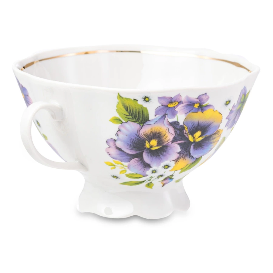 Чашка чайная с блюдцем Промыслы Вербилок Восточная принцесса Фиалки 270 мл, фарфор
