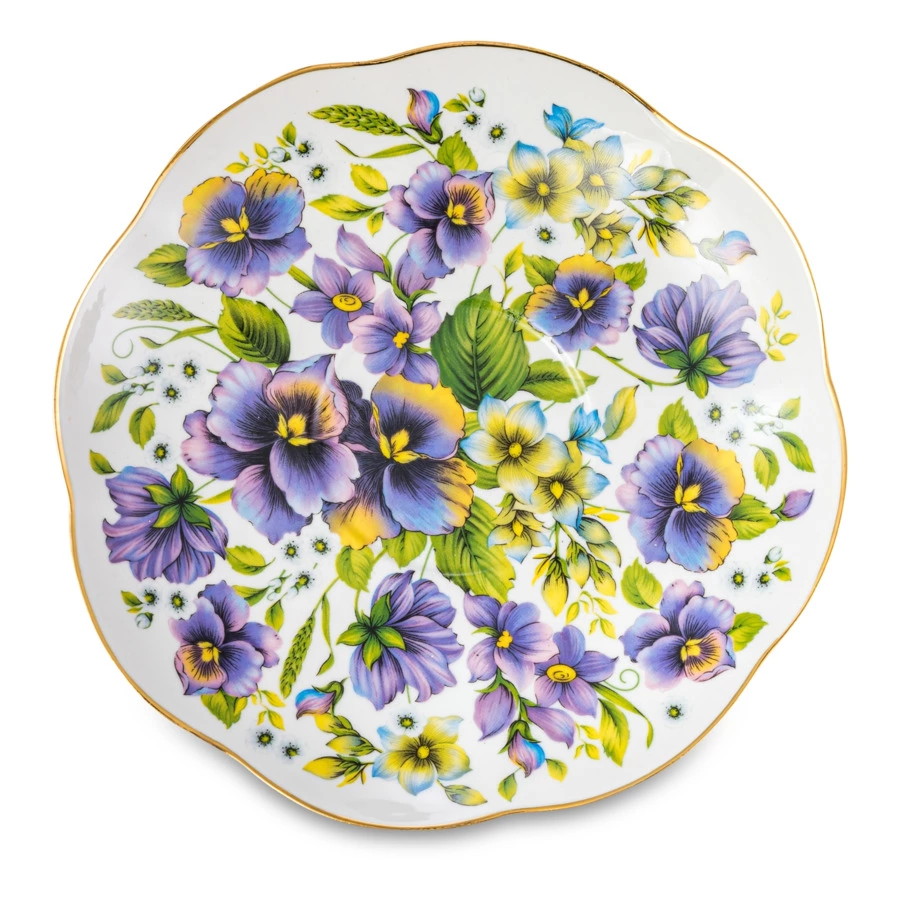 Чашка чайная с блюдцем Промыслы Вербилок Восточная принцесса Фиалки 270 мл, фарфор