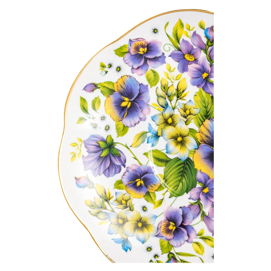 Чашка чайная с блюдцем Промыслы Вербилок Восточная принцесса Фиалки 270 мл, фарфор