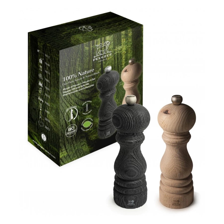Набор мельниц для соли и перца Peugeot Paris Nature 18 см, дерево, темное, светлое дерево