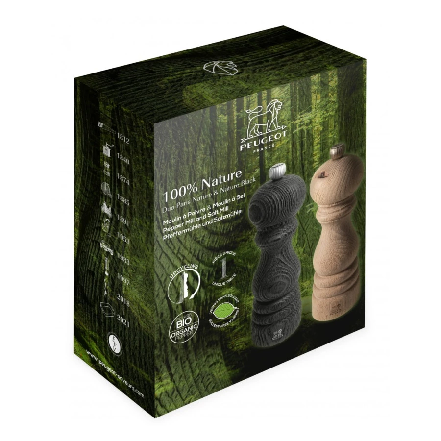 Набор мельниц для соли и перца Peugeot Paris Nature 18 см, дерево, темное, светлое дерево